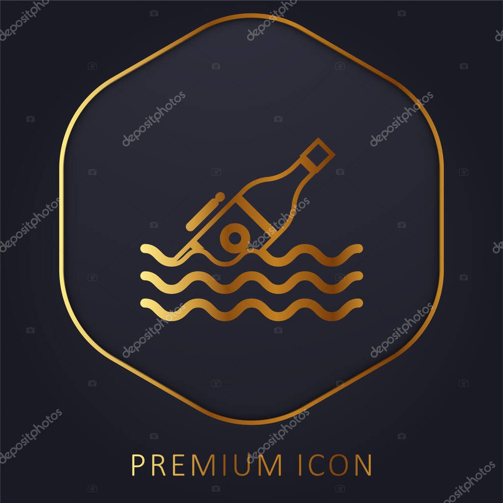 Bottle golden line premium logo or icon
