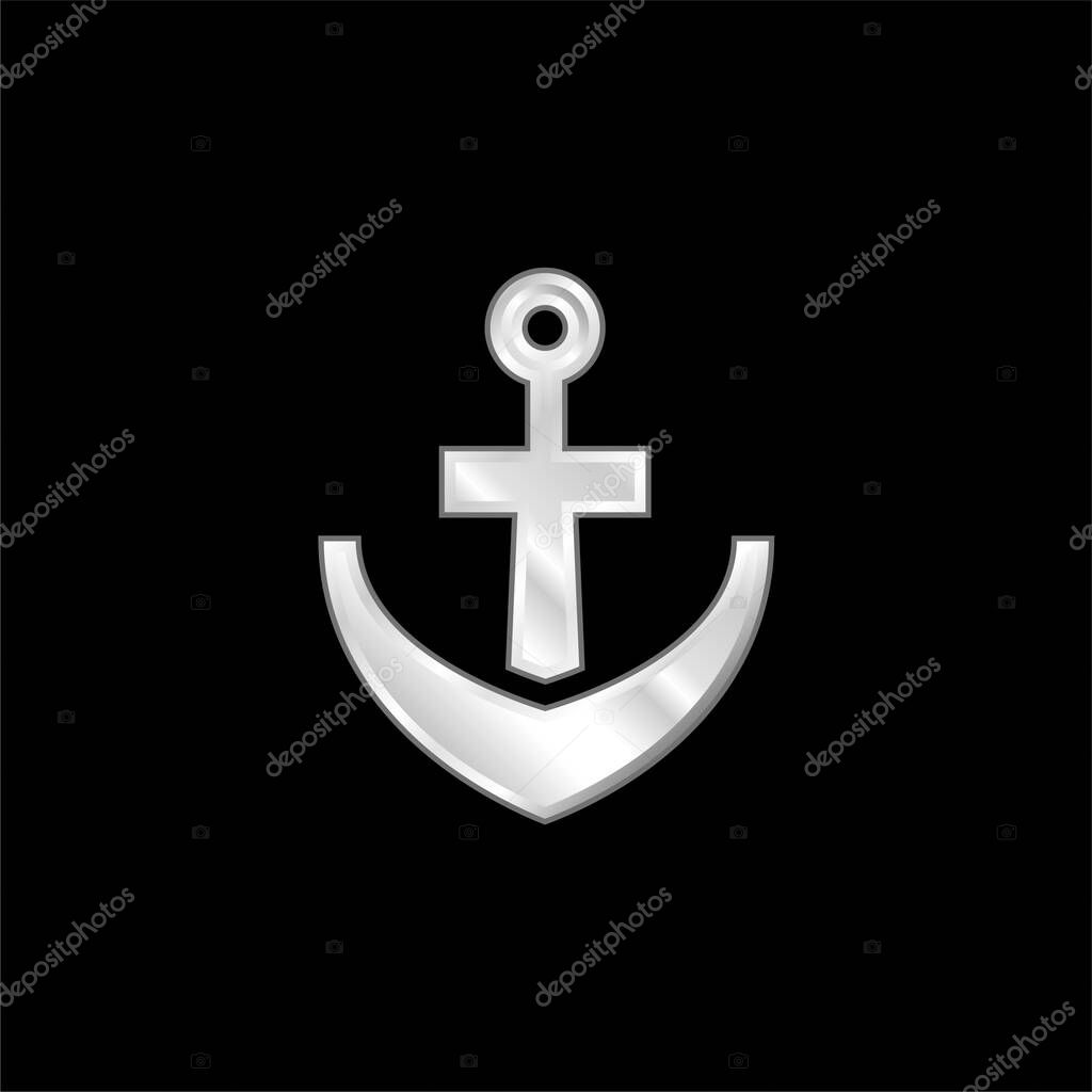 Anchor silver plated metallic icon