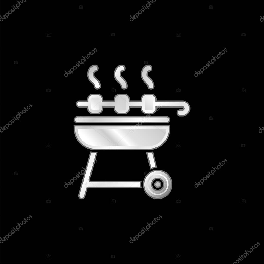 Barbeque silver plated metallic icon