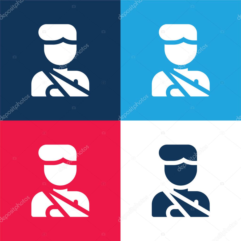 Accident blue and red four color minimal icon set
