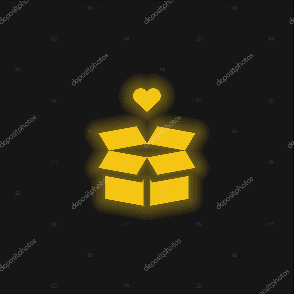 Box yellow glowing neon icon