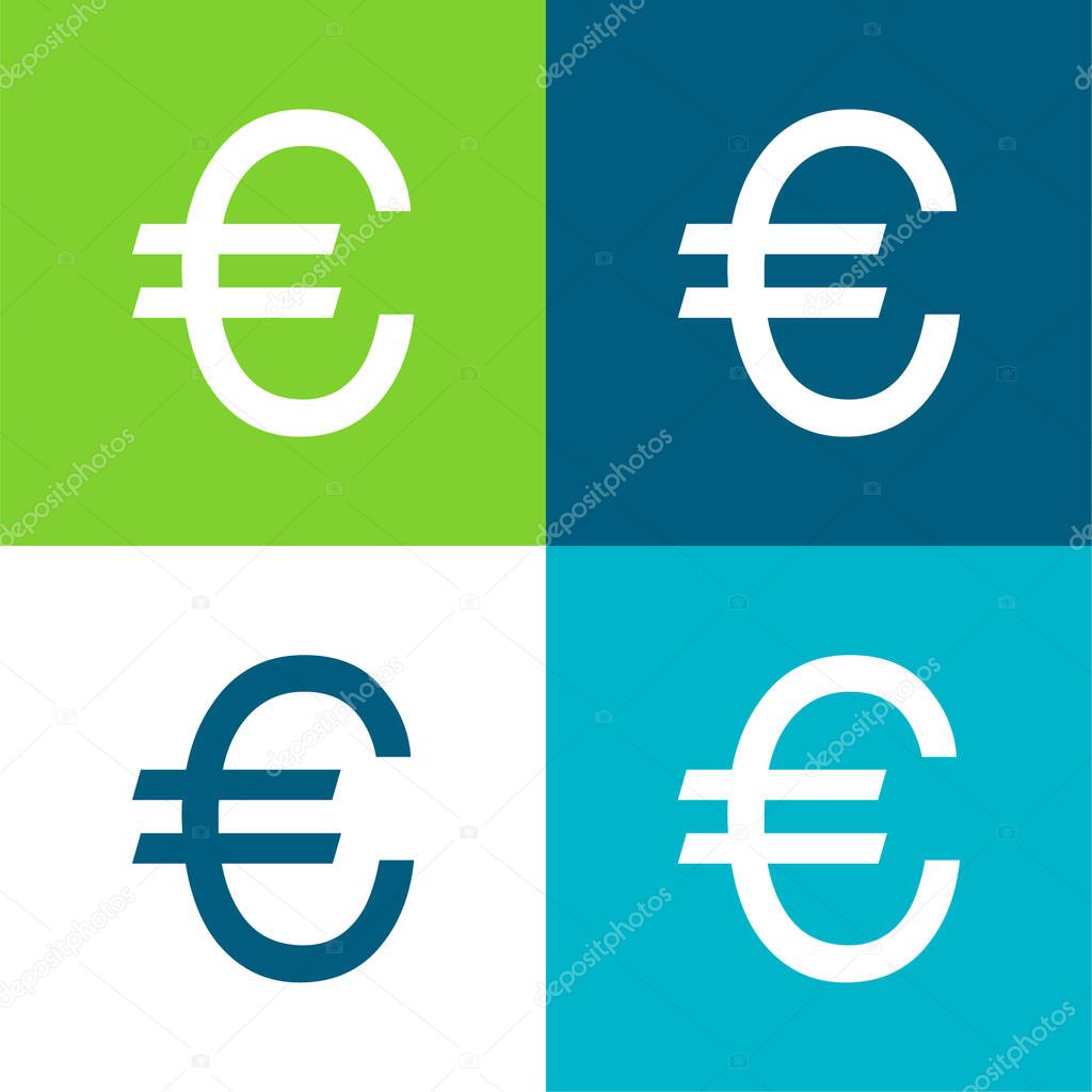 Big Euro Symbol Flat four color minimal icon set