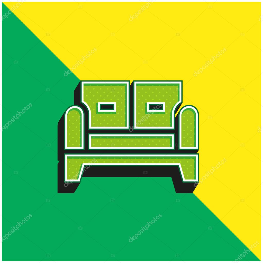 Armchair Green and yellow modern 3d vector icon logo