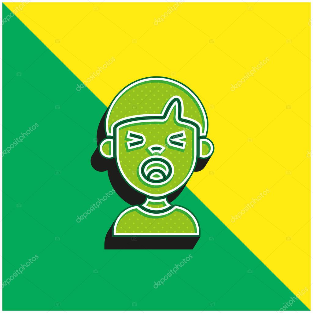 Boy Green and yellow modern 3d vector icon logo