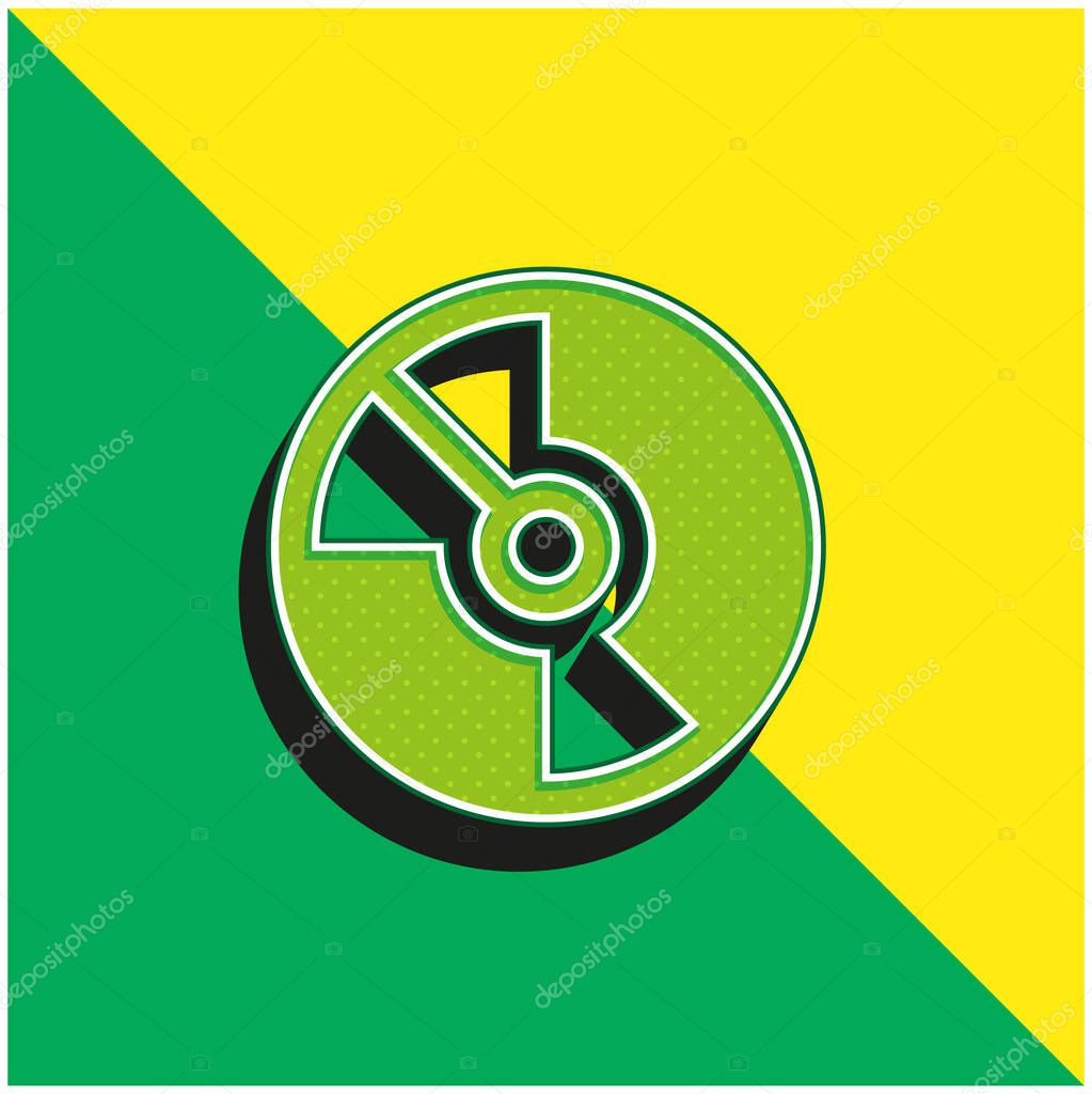 Big DVD Green and yellow modern 3d vector icon logo