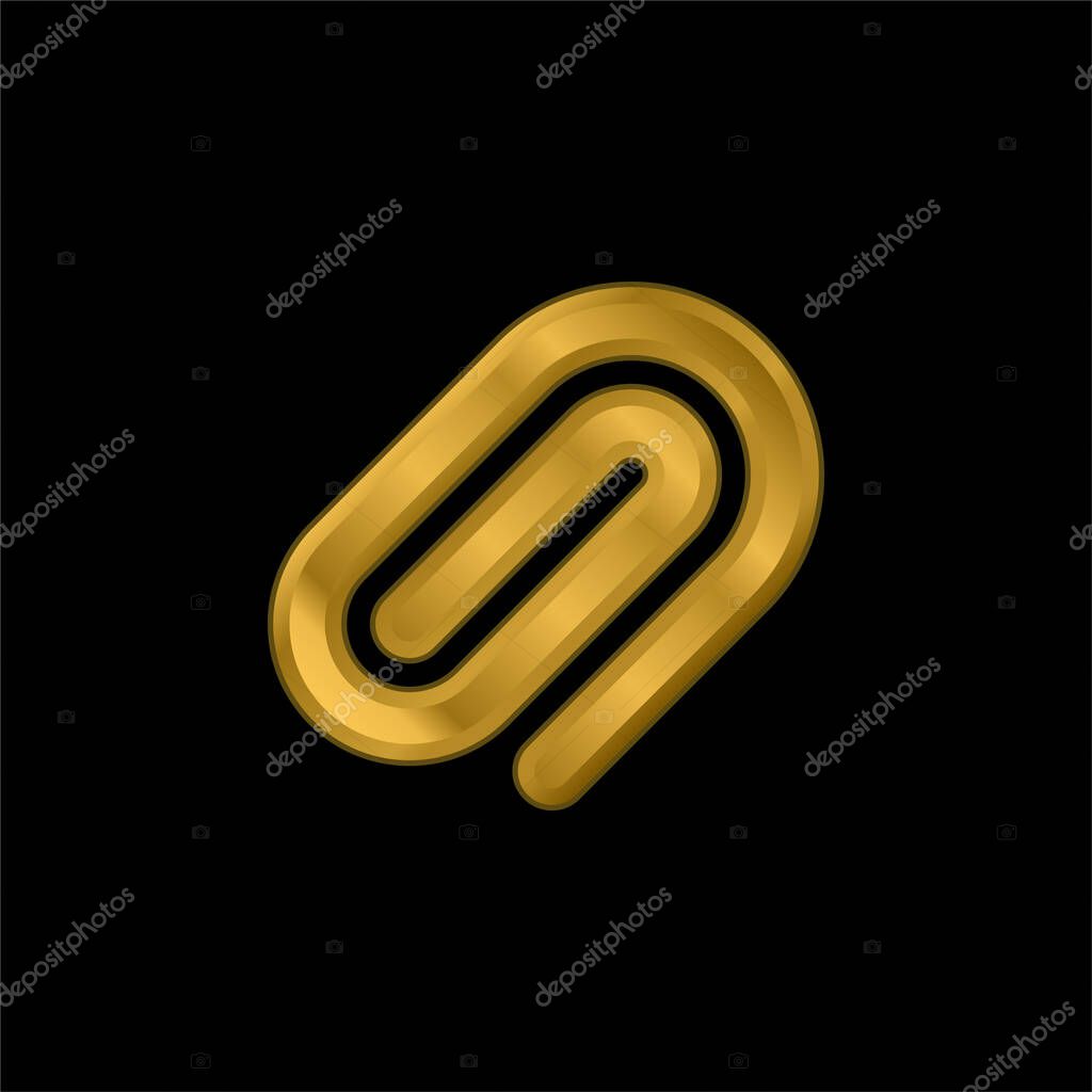 Attach gold plated metalic icon or logo vector