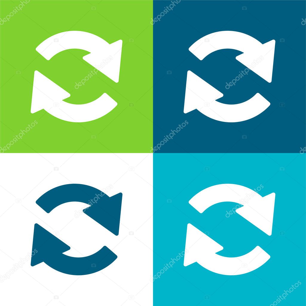 Arrows Circle Of Two Rotating In Clockwise Direction Flat four color minimal icon set