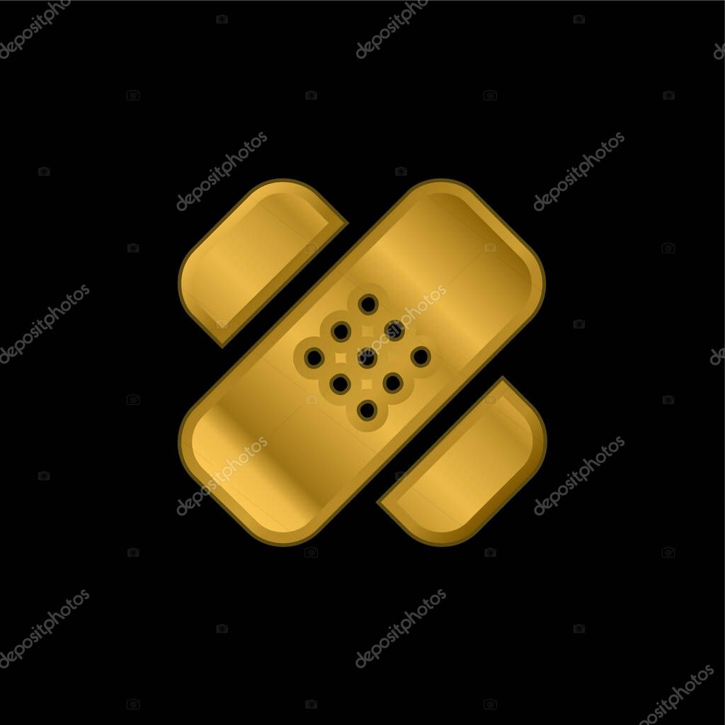 Bandage Cross gold plated metalic icon or logo vector