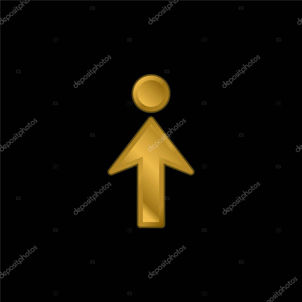 Arrow To gold plated metalic icon or logo vector