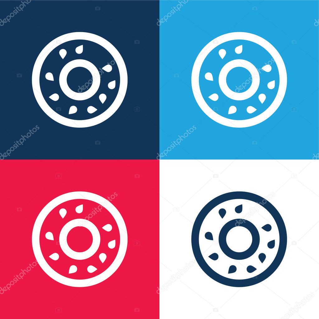 Bagel blue and red four color minimal icon set