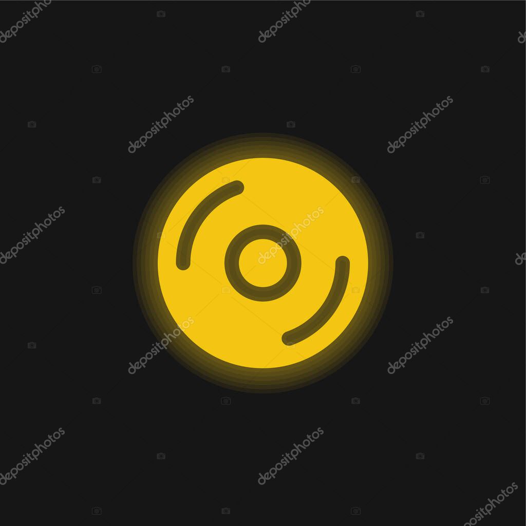 Big CD yellow glowing neon icon