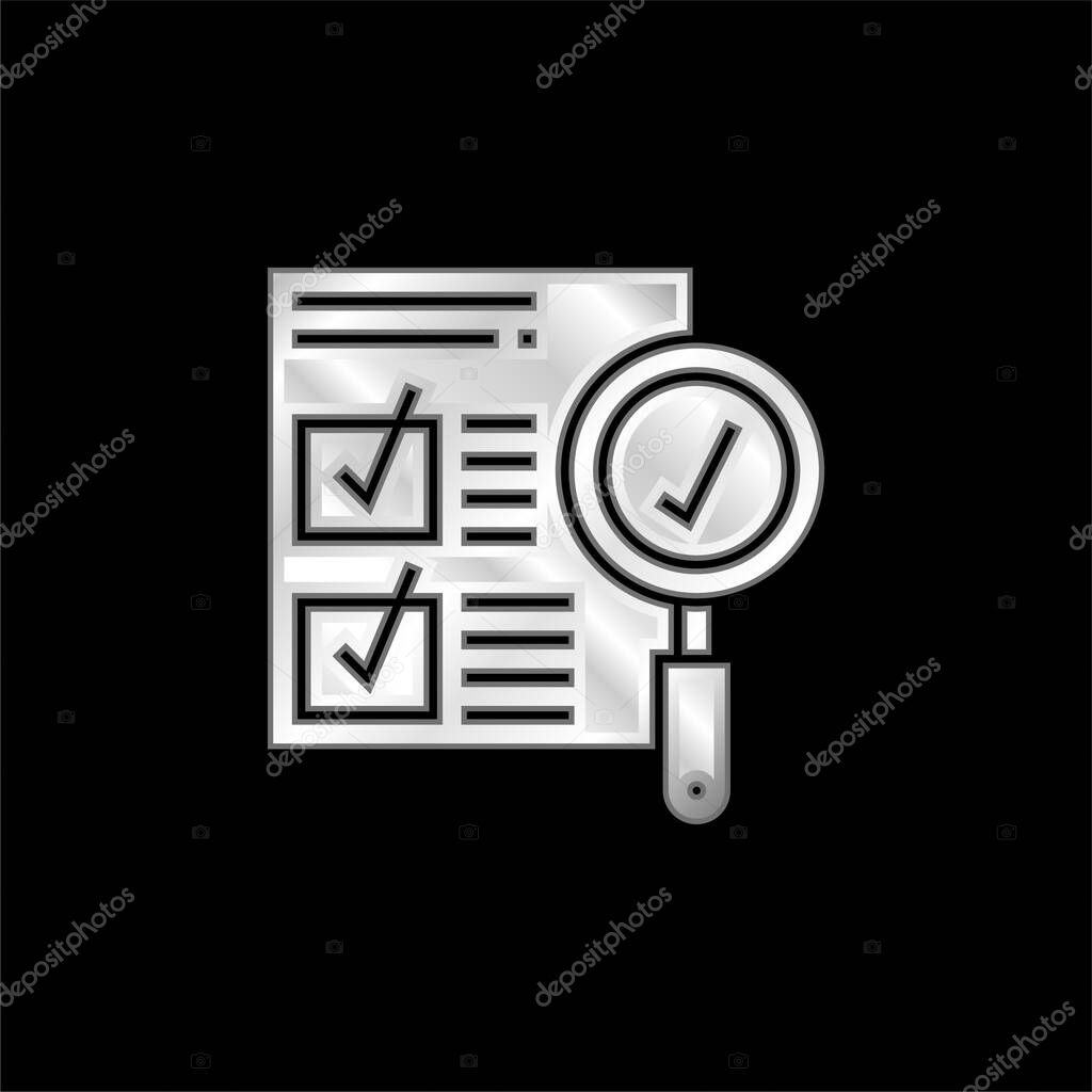 Approval silver plated metallic icon