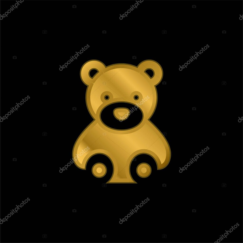 Bear gold plated metalic icon or logo vector