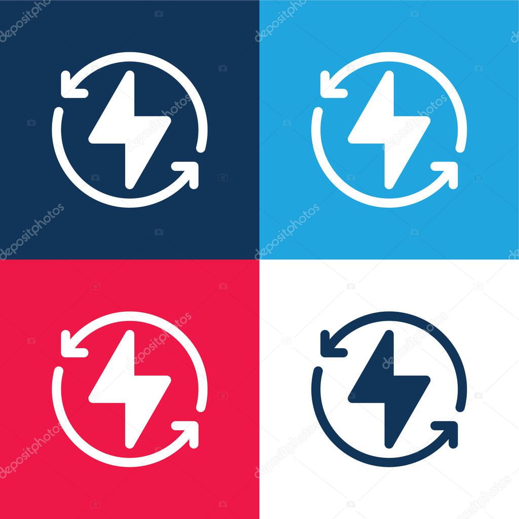 Bolt blue and red four color minimal icon set
