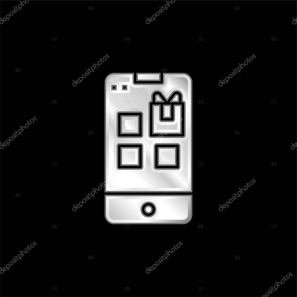 Application silver plated metallic icon