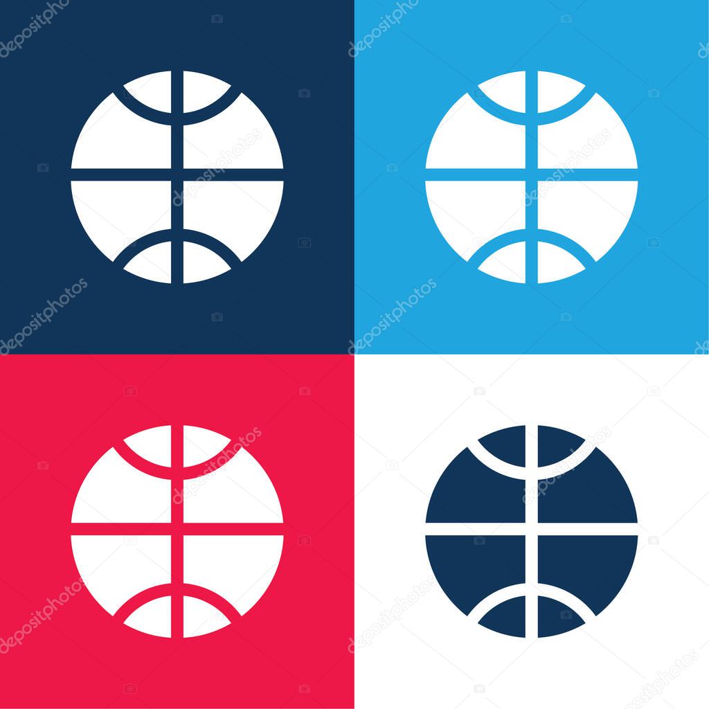 Basketball Ball blue and red four color minimal icon set
