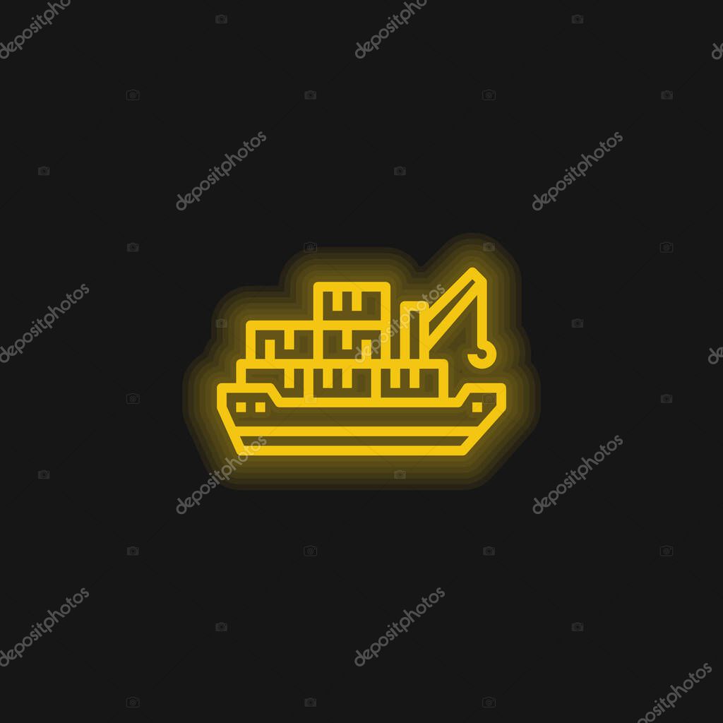 Barge yellow glowing neon icon