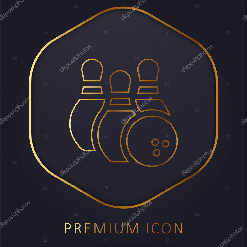 Bowling golden line premium logo or icon