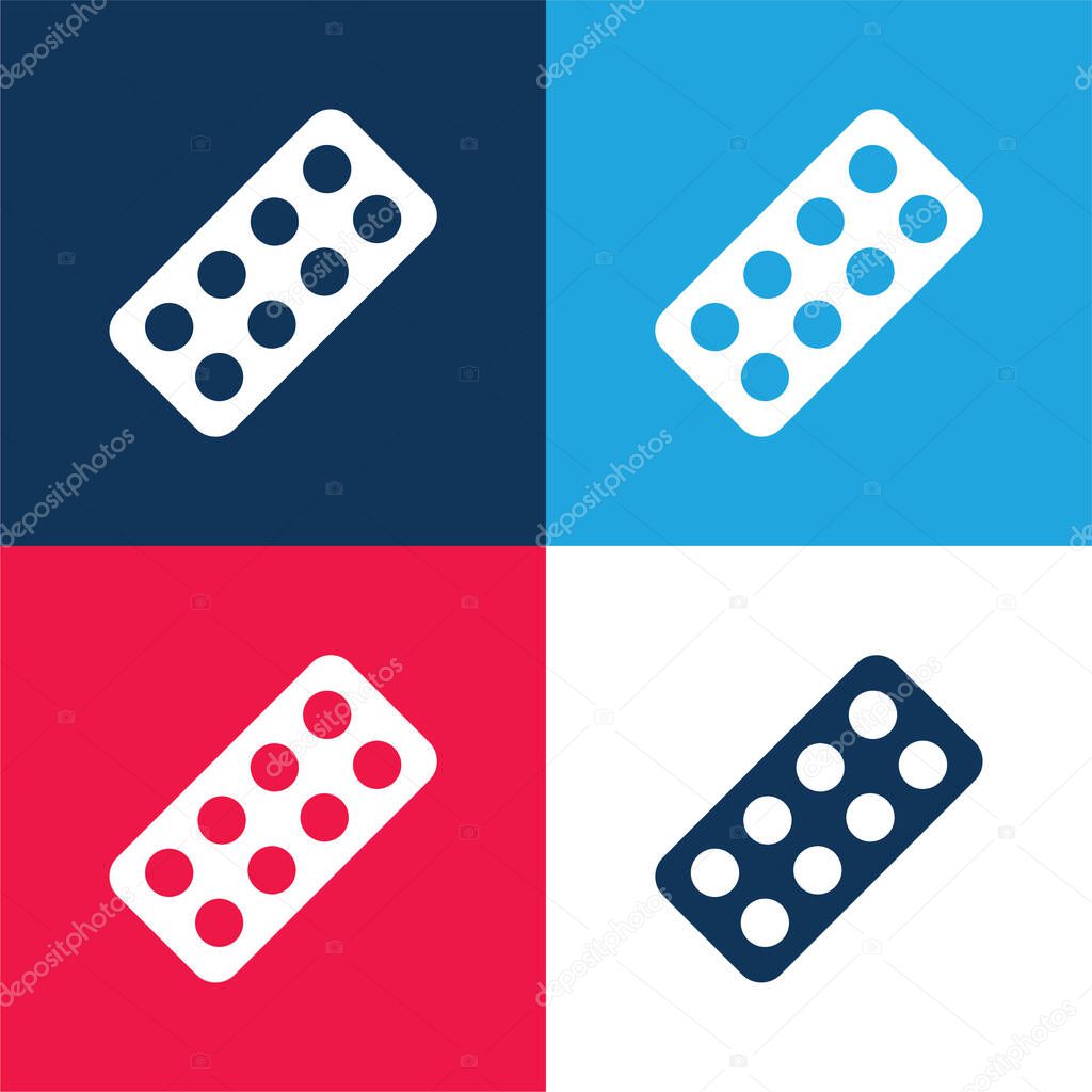 Antibiotics blue and red four color minimal icon set