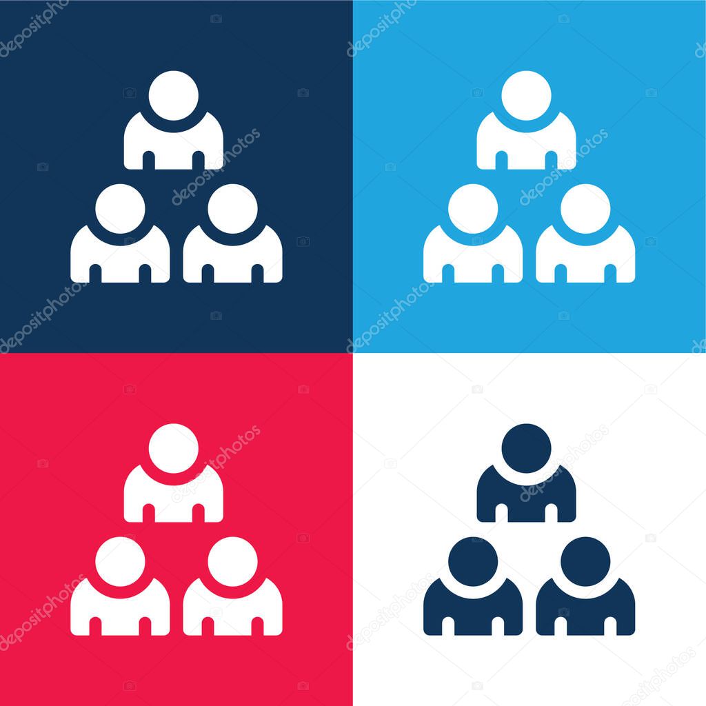Audience blue and red four color minimal icon set