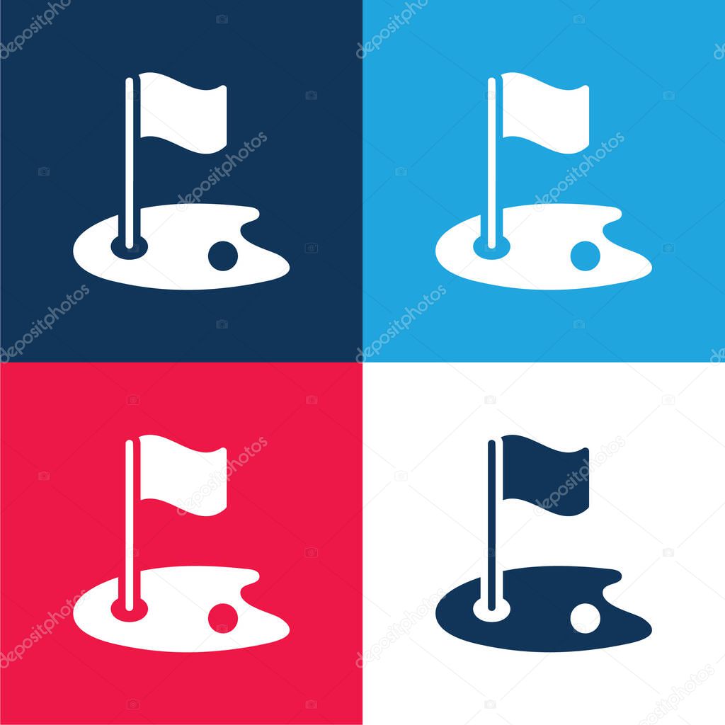 Birdie blue and red four color minimal icon set