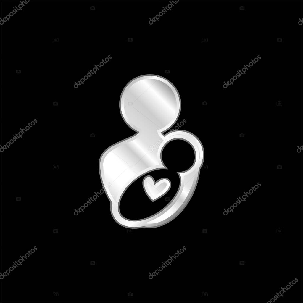 Baby And Mom silver plated metallic icon