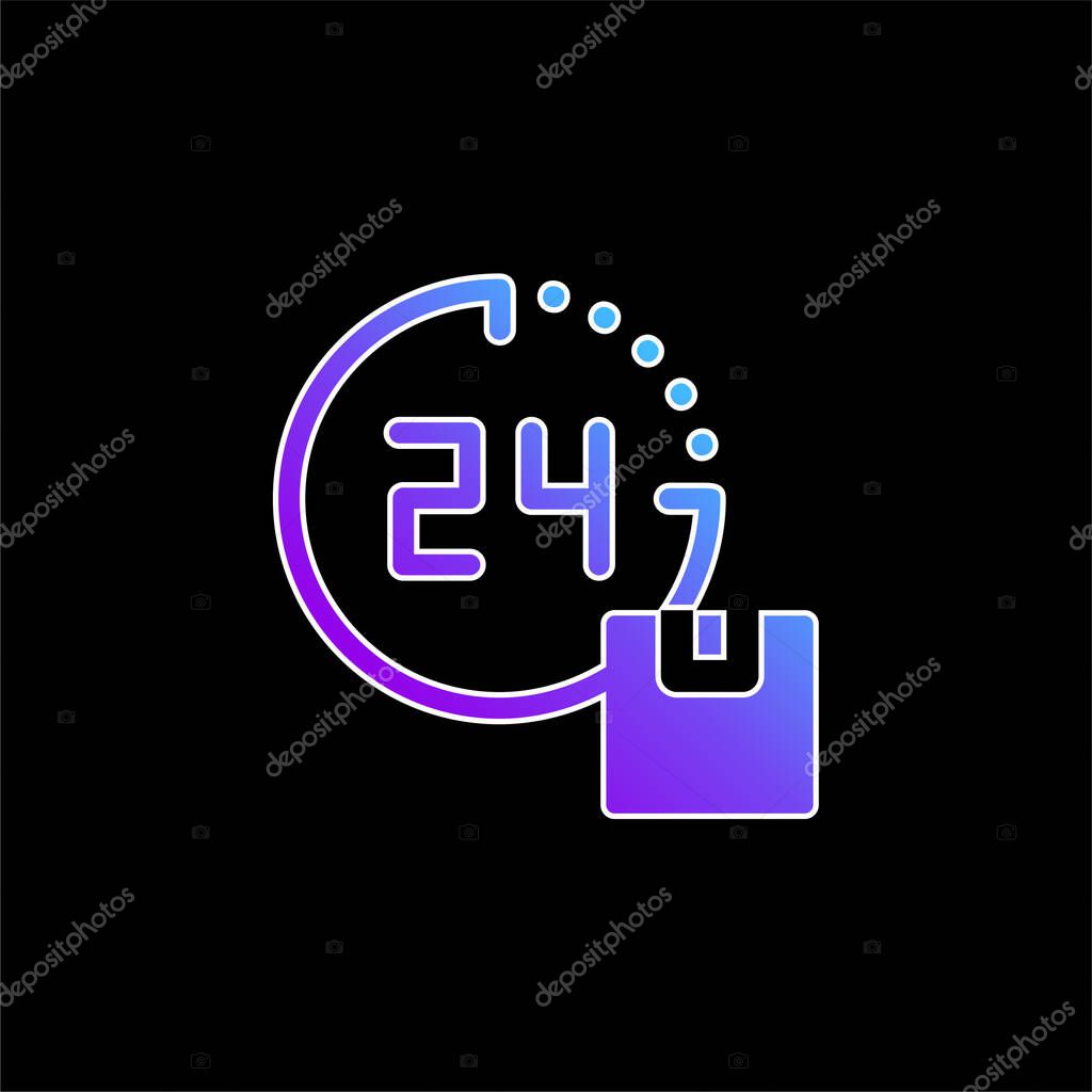 24 Hours Delivery blue gradient vector icon