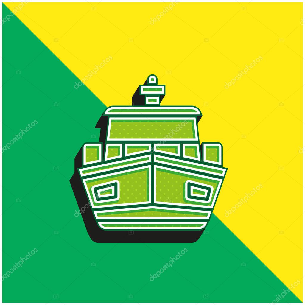 Boat Green and yellow modern 3d vector icon logo