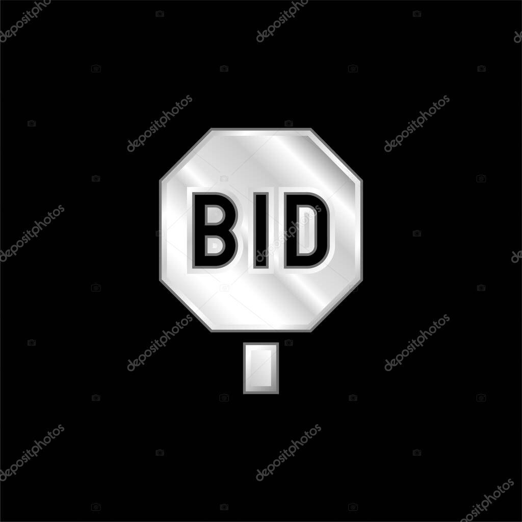 Bidding silver plated metallic icon