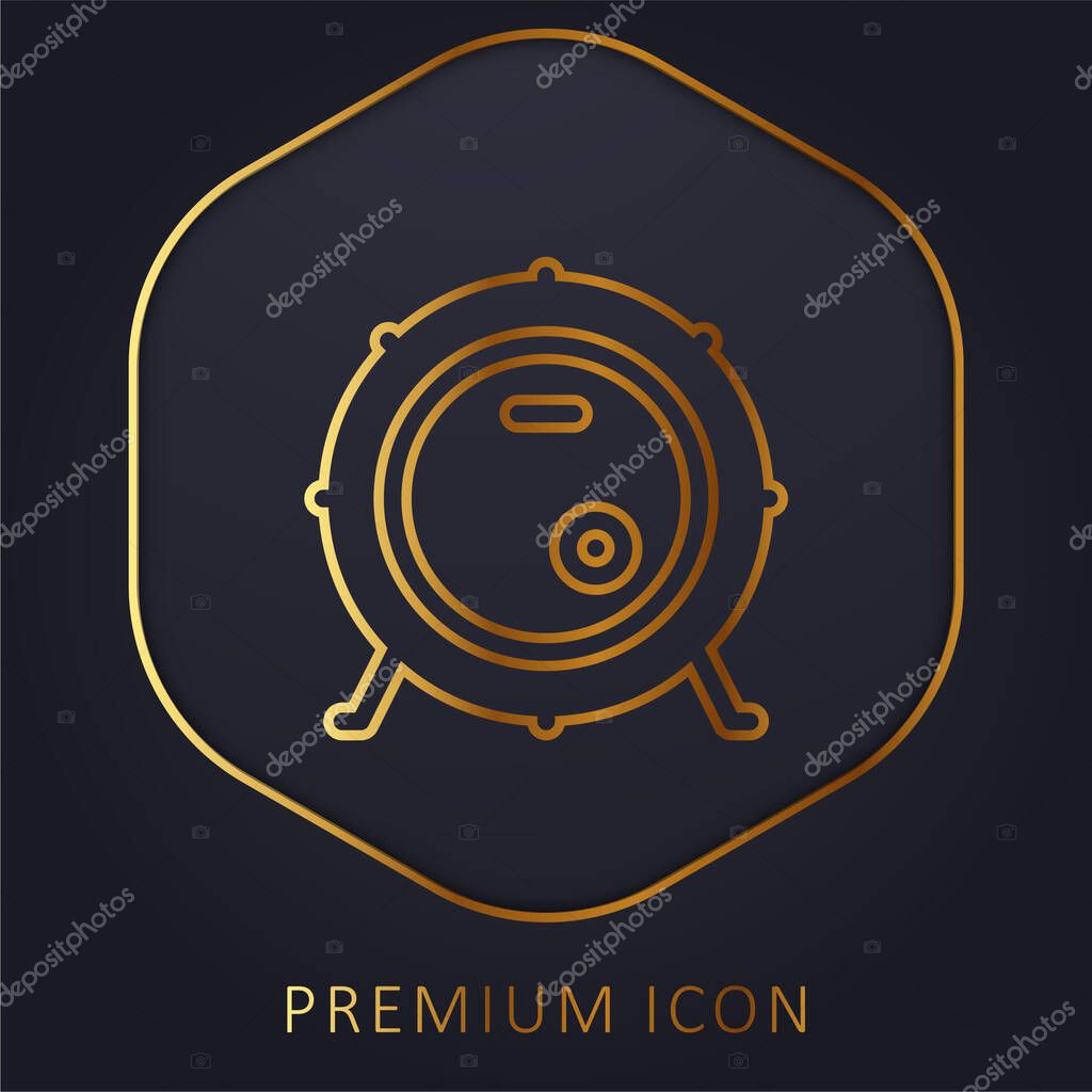 Bass Drum golden line premium logo or icon