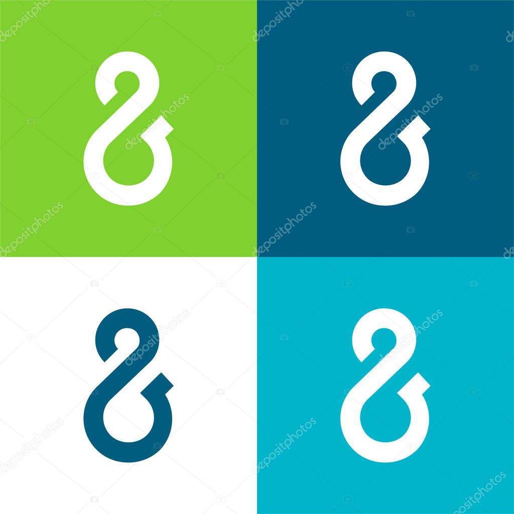 Ampersand Symbol Flat four color minimal icon set