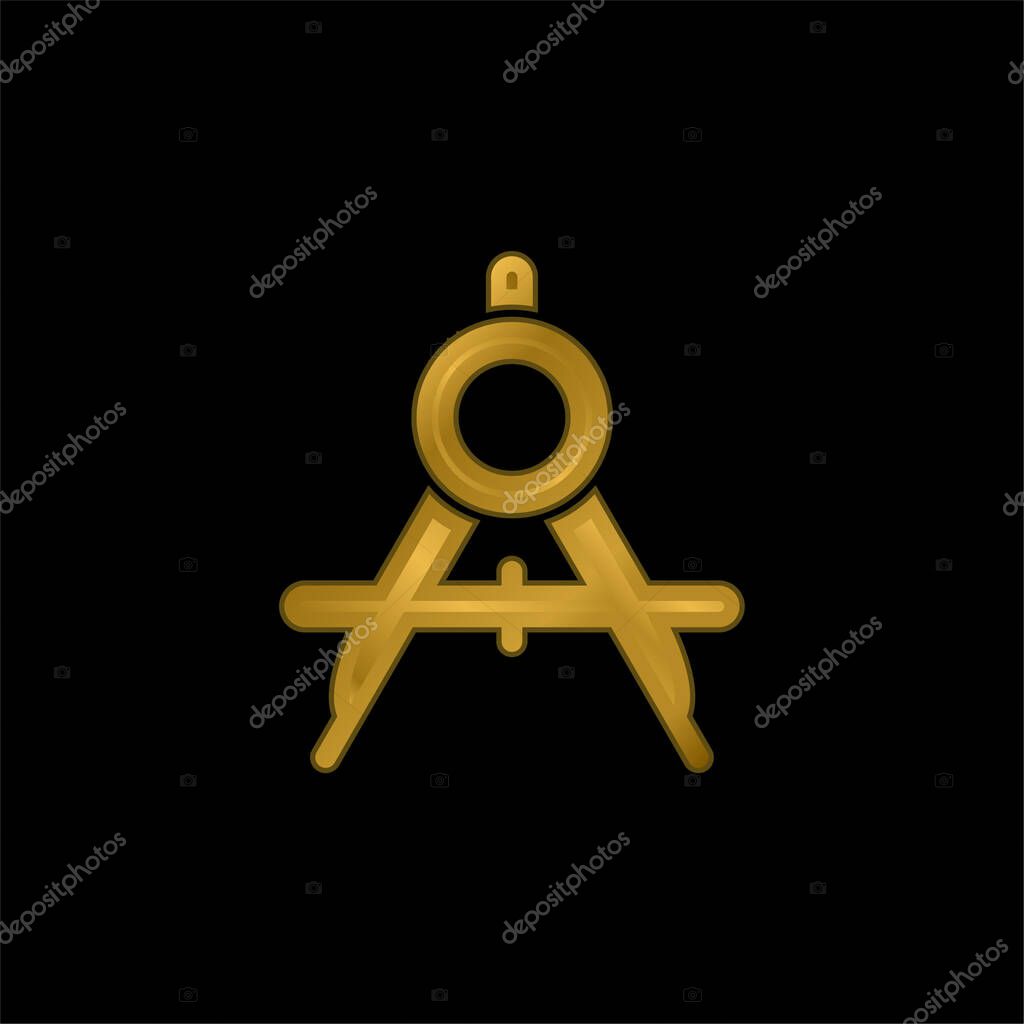 Big Compass Open gold plated metalic icon or logo vector