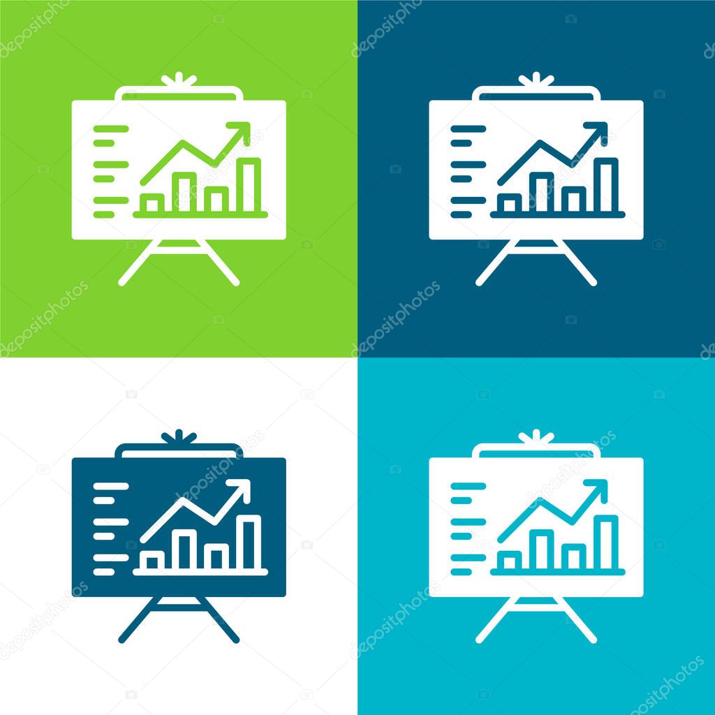 Analytics Flat four color minimal icon set