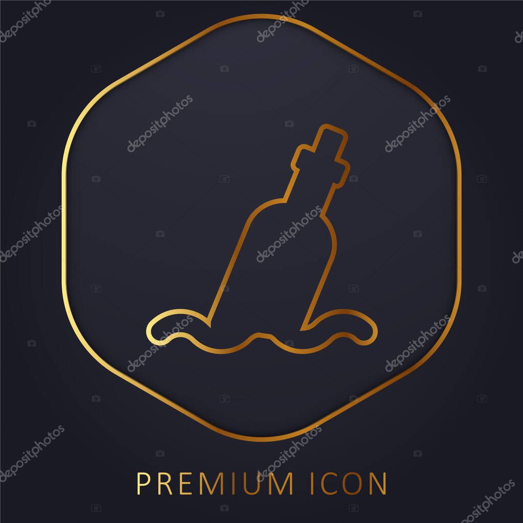 Bottle golden line premium logo or icon