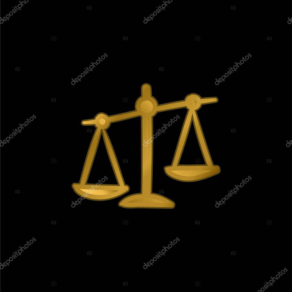 Balance gold plated metalic icon or logo vector
