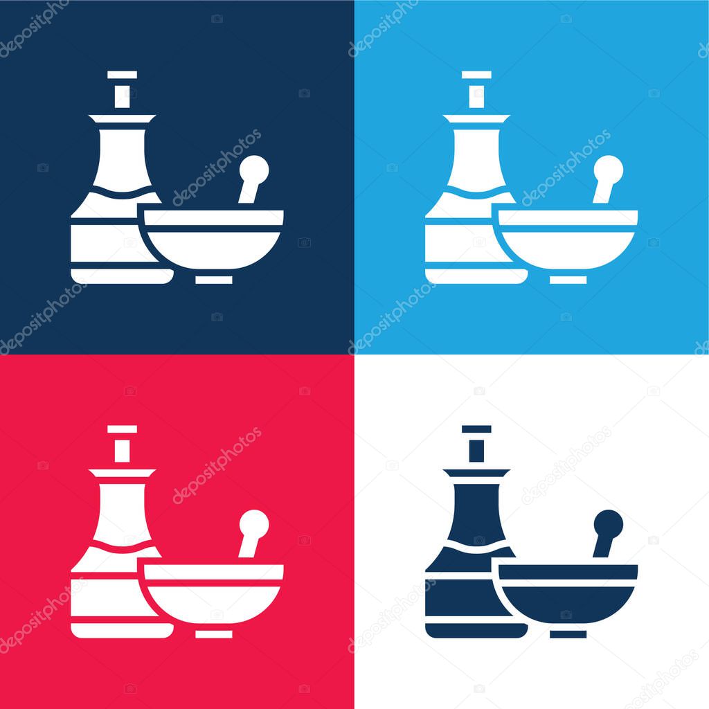 Apothecary blue and red four color minimal icon set