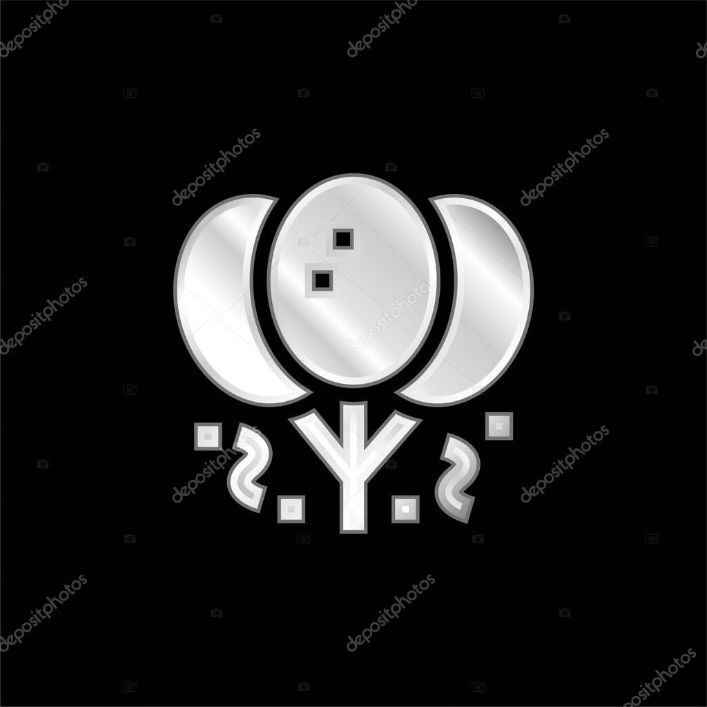 Balloons silver plated metallic icon