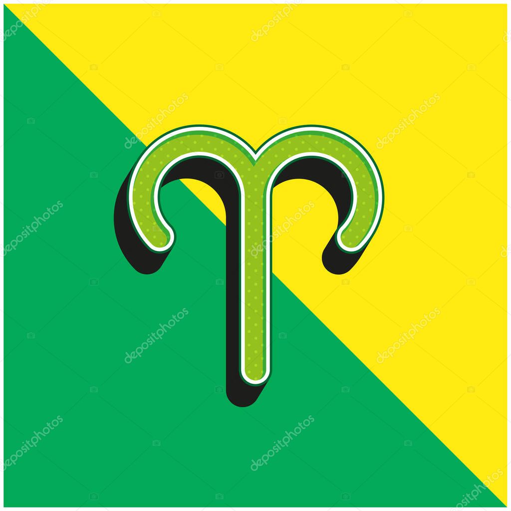 Aries Symbol Green and yellow modern 3d vector icon logo