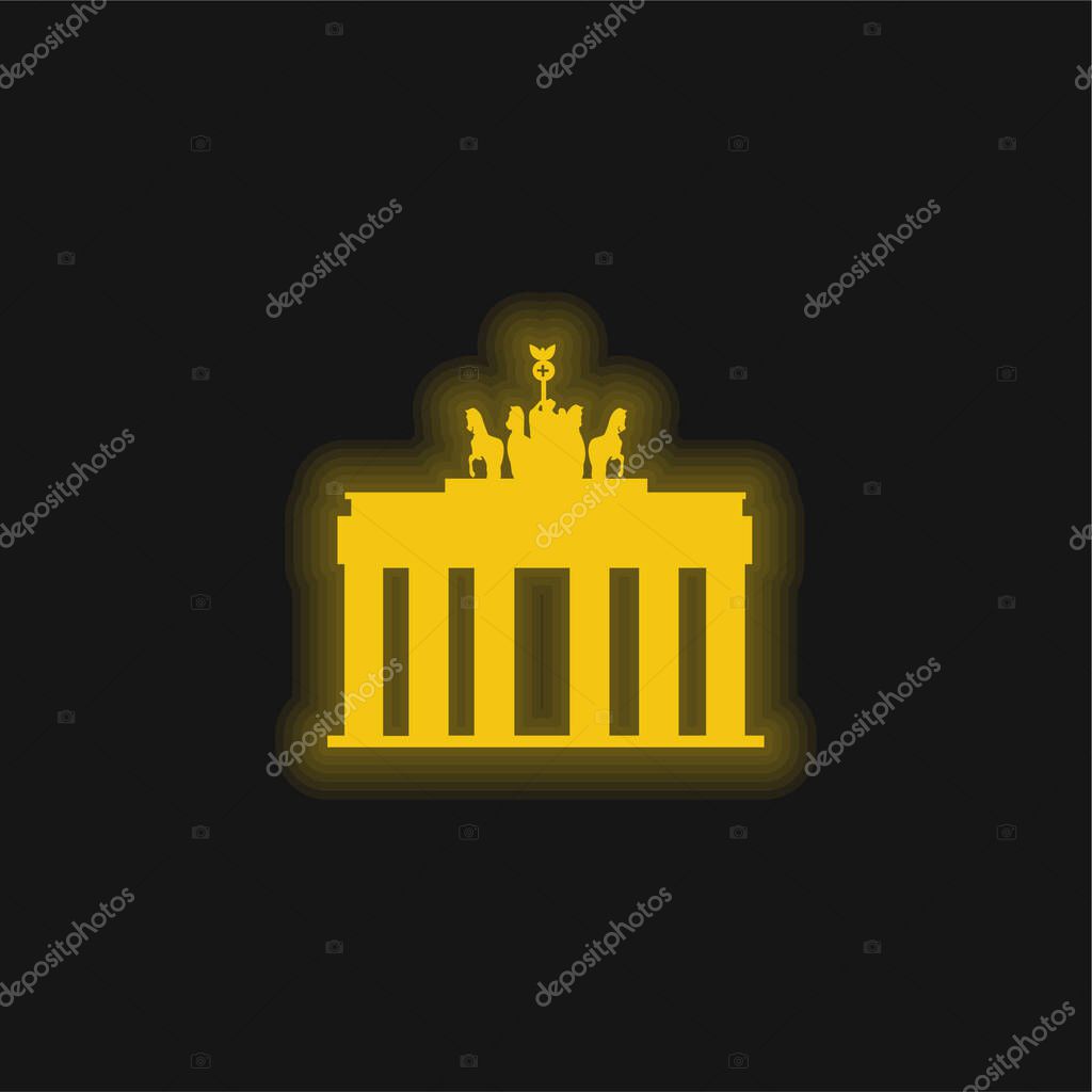 Brandenburg Gate yellow glowing neon icon