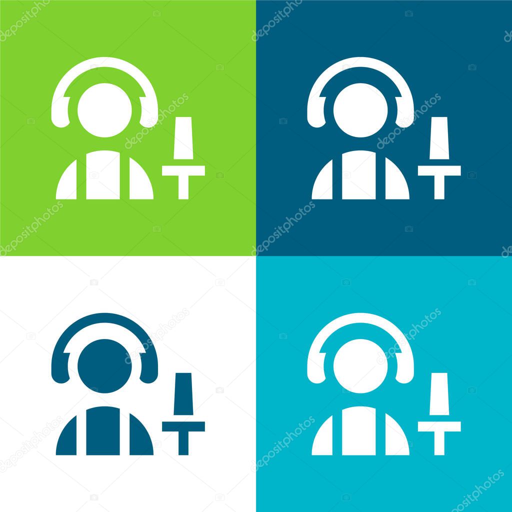 Aircraft Flat four color minimal icon set