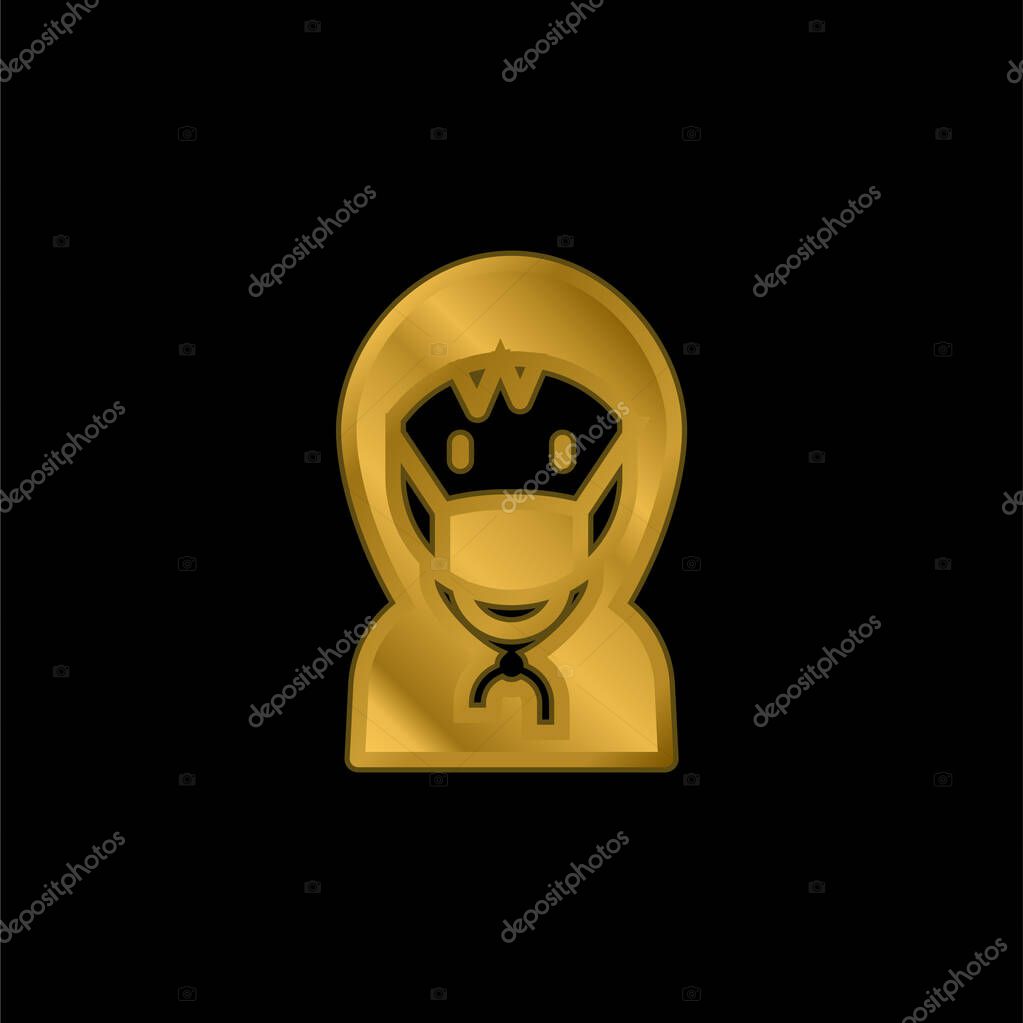 Boy gold plated metalic icon or logo vector