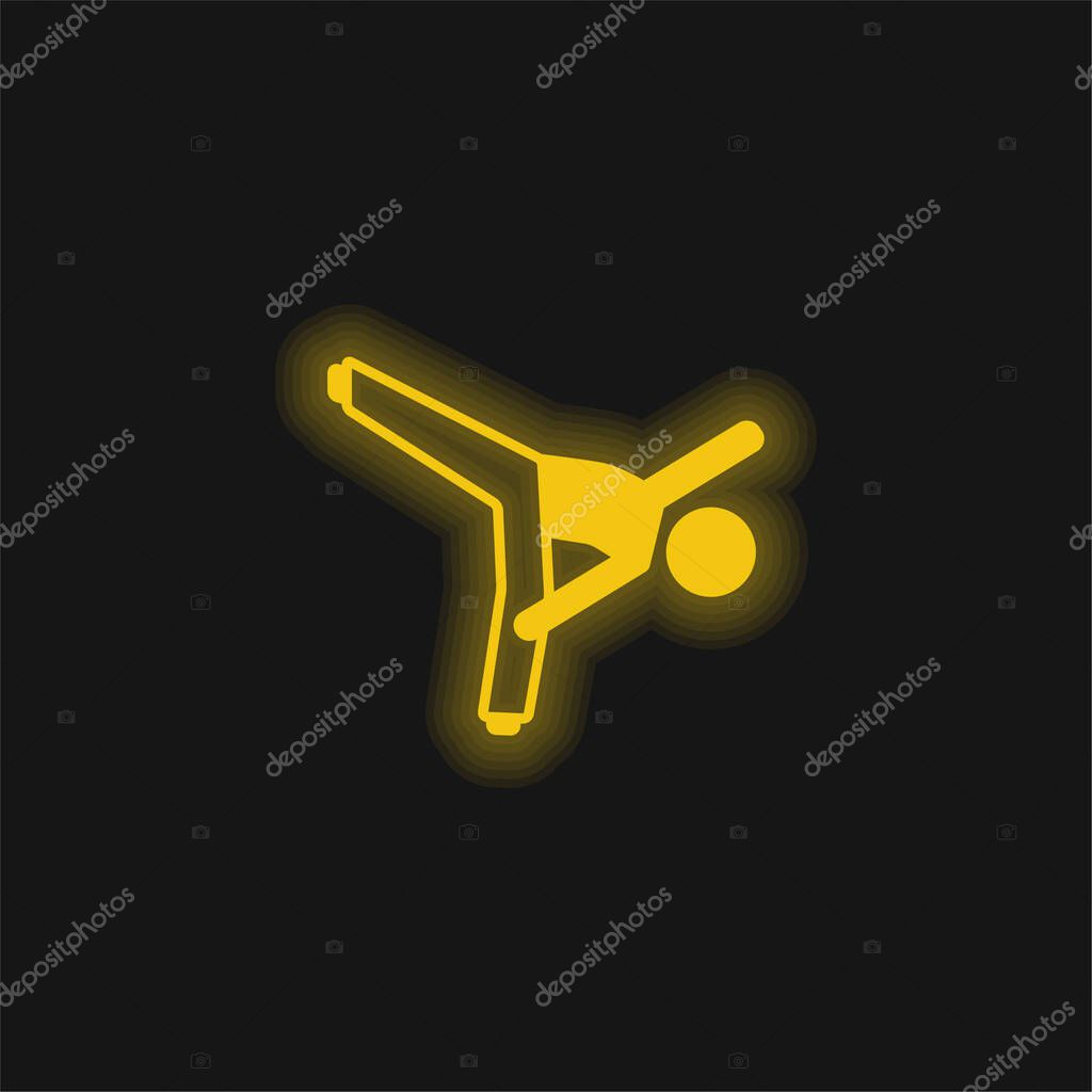Boy Up Kick yellow glowing neon icon