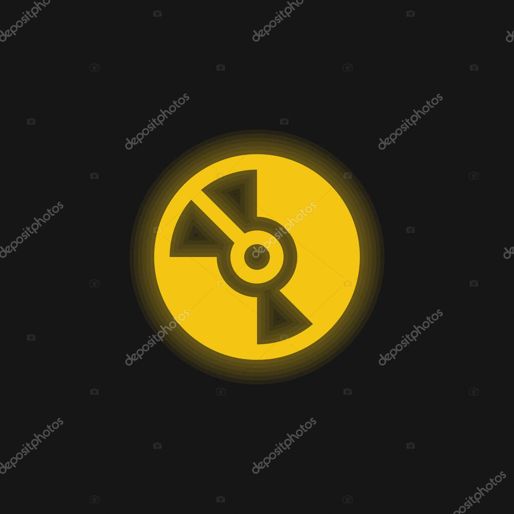 Big DVD yellow glowing neon icon