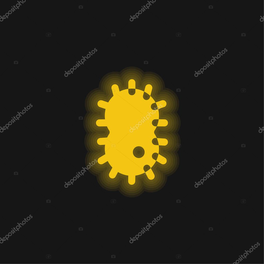 Bacteria yellow glowing neon icon