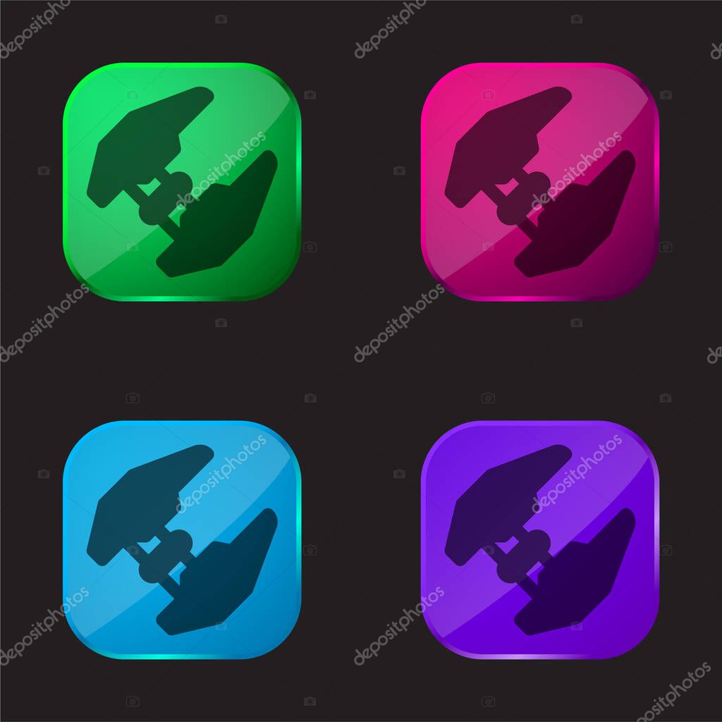 Attack Plane four color glass button icon