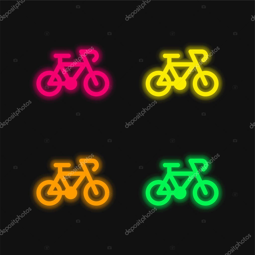 Bike four color glowing neon vector icon