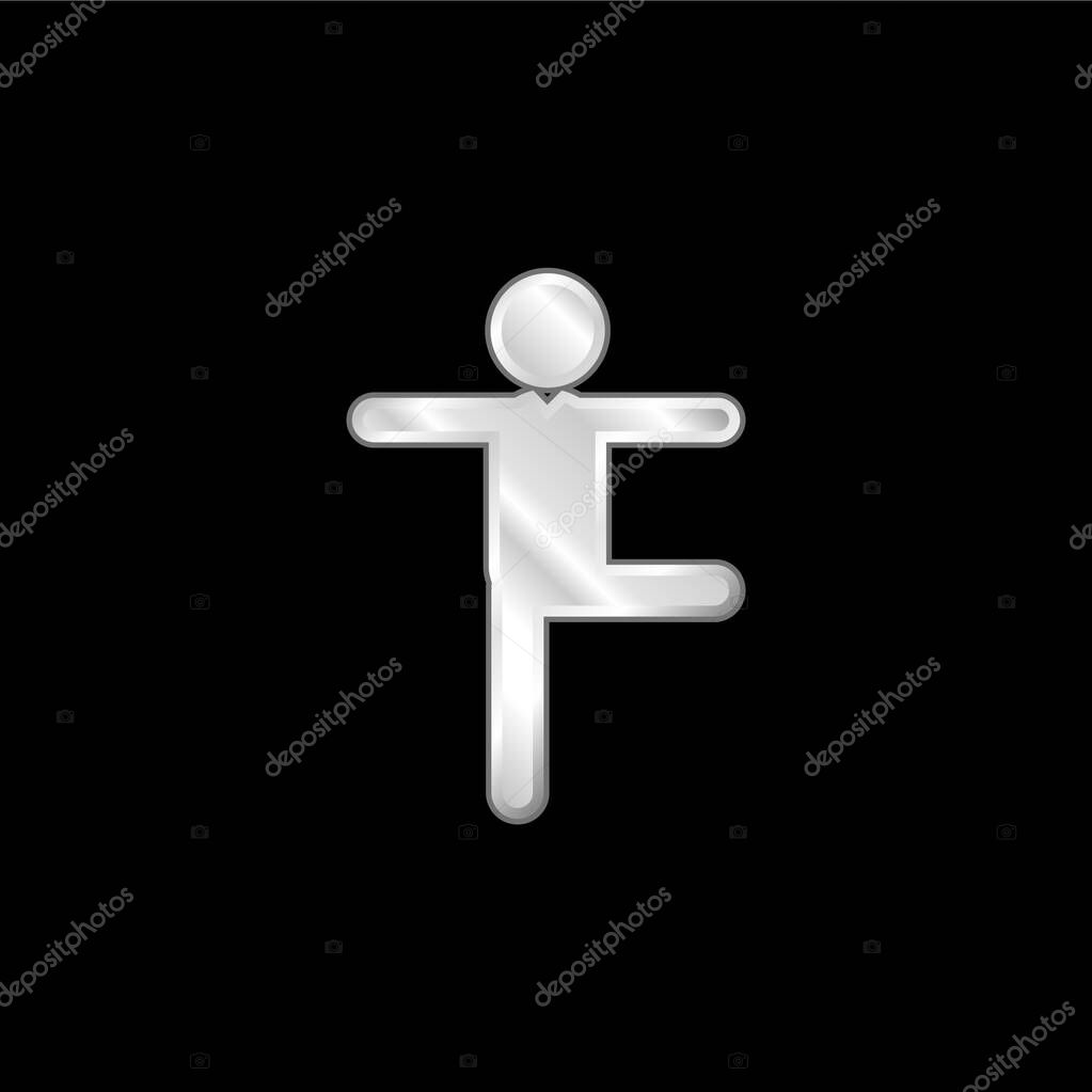 Balance Man Posture silver plated metallic icon