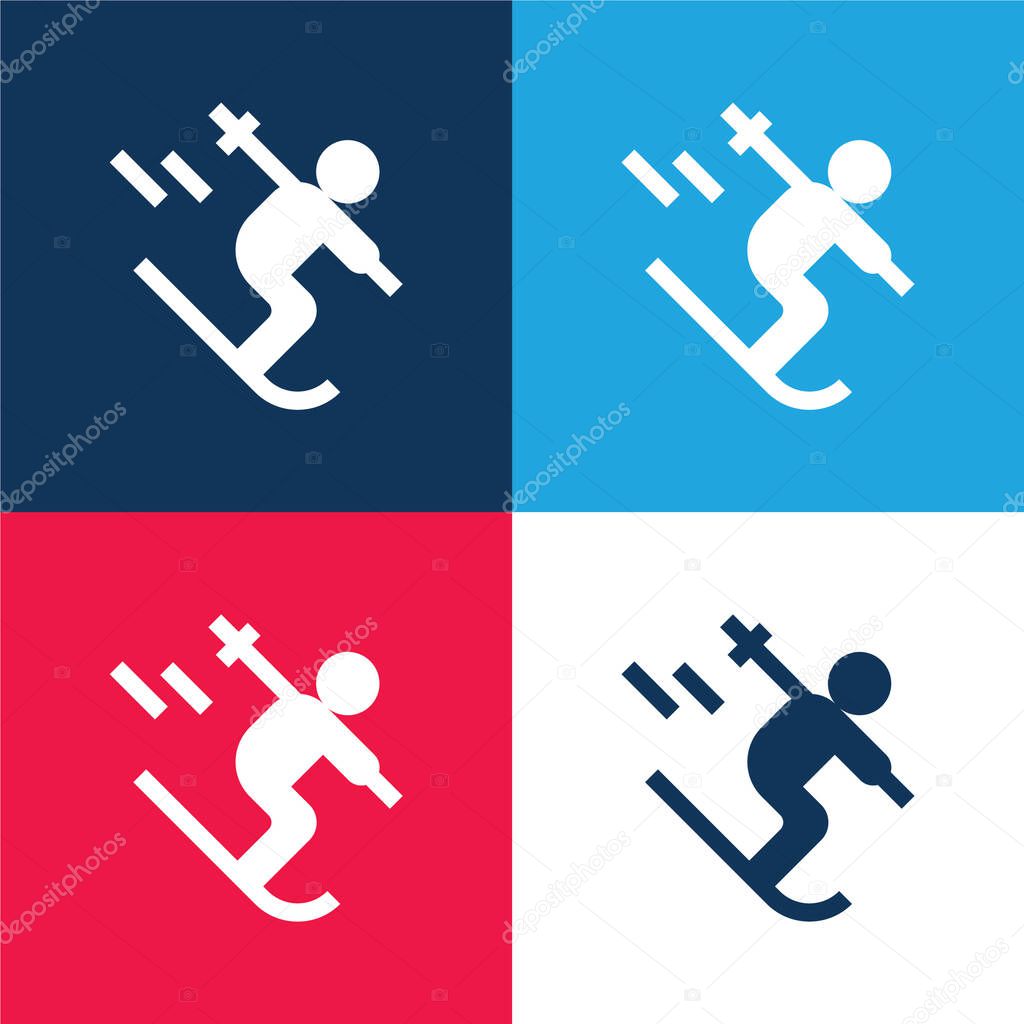 Alpine blue and red four color minimal icon set