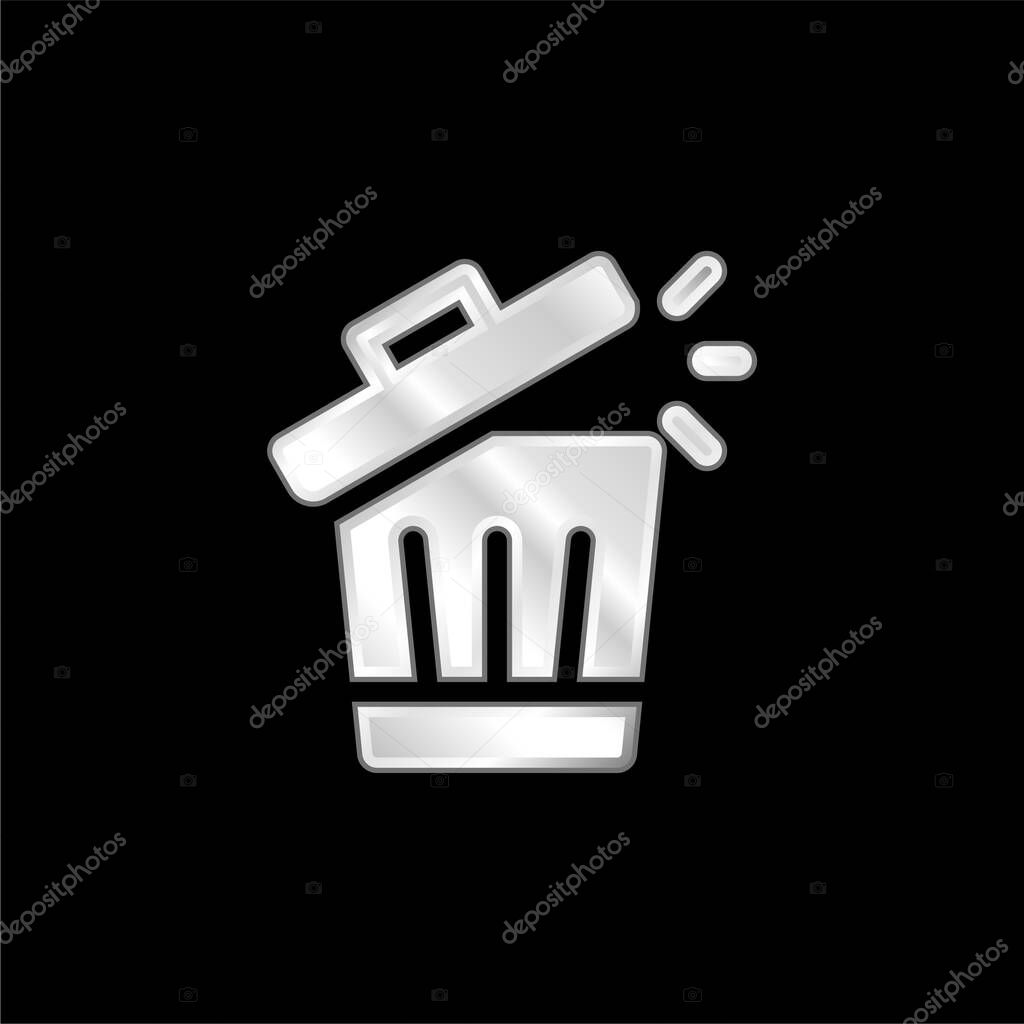 Bin silver plated metallic icon
