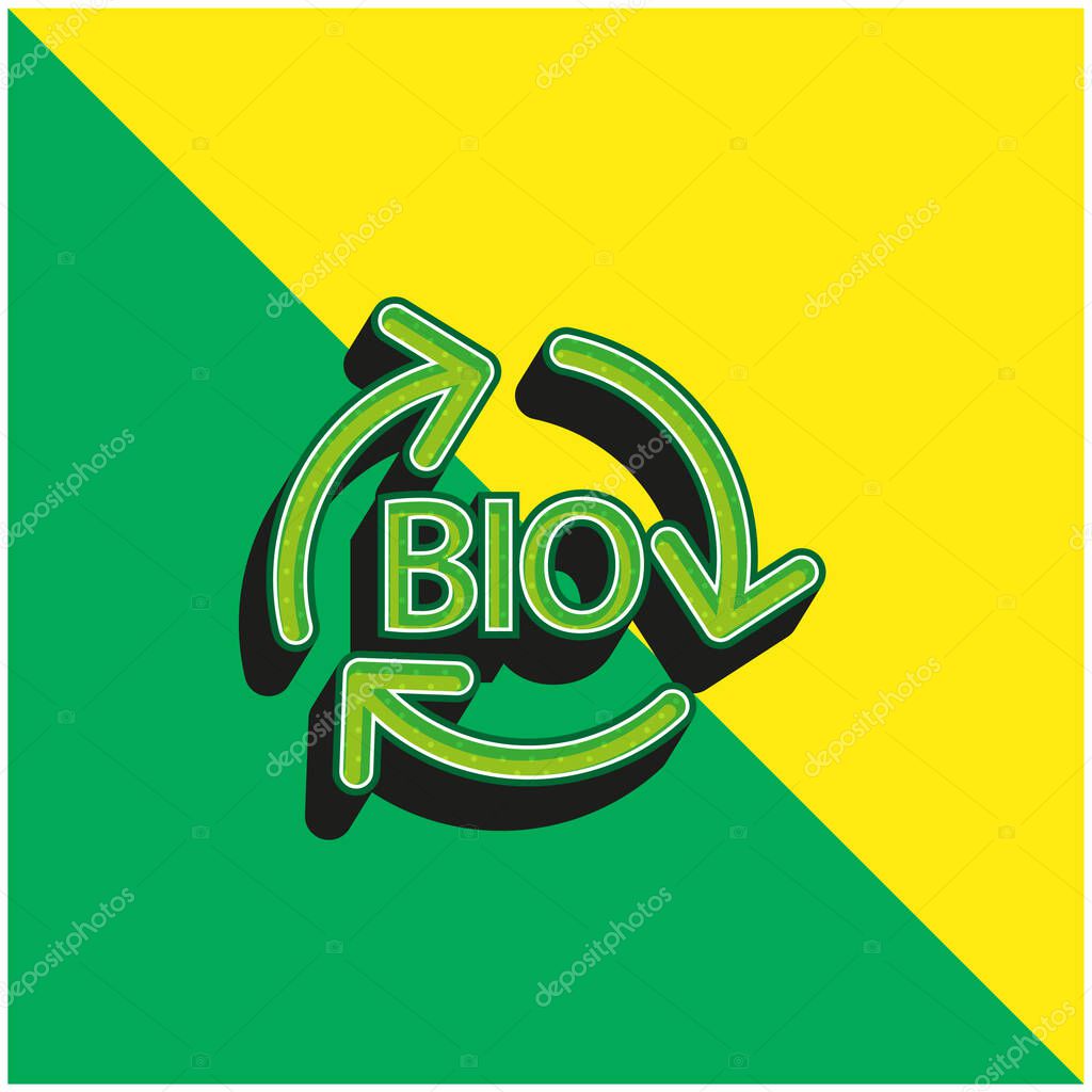 Bio Mass Renewable Energy Green and yellow modern 3d vector icon logo